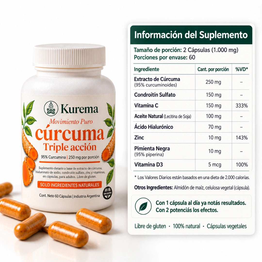 Kurema - Cápsulas Premium de Triple Acción Antiinflamatoria